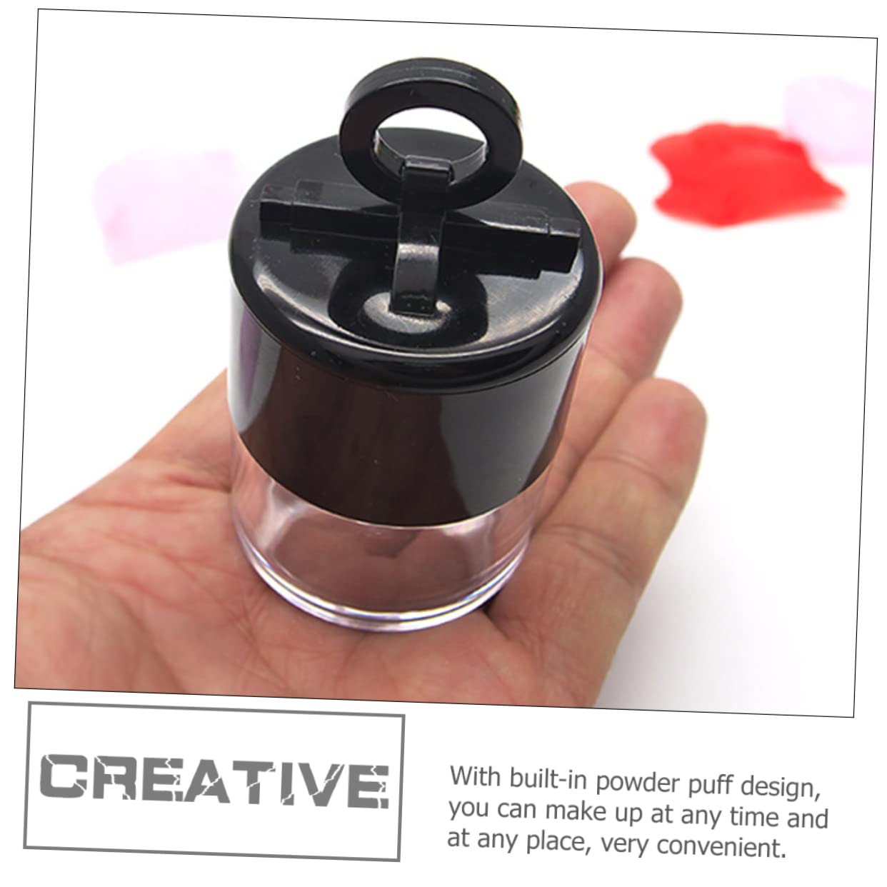 POPETPOP 2pcs Box Powder Box Travel Dispenser Double Loose Powder Compact Case Refillable Powder Brush Powder Face Powder Puff Refillable Loose Powder Container Flocked Cotton Sponge Mini - Image 4