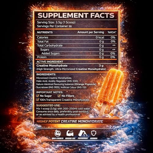 Image of Black Beast Creatine | 3000mg Ultra Micronized Creatine Monohydrate, Unrivaled Muscles Mass & Strength (33 servings, ORANGE)