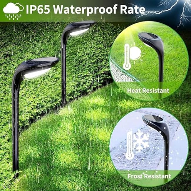 JSOT 6 Pack Solar Lights for Outside Garden Decor, IP65 Waterproof Solar Landscape Outdoor Lighting for Pathway Walkway Driveway Backyard Decoration (Cool/Warm White)