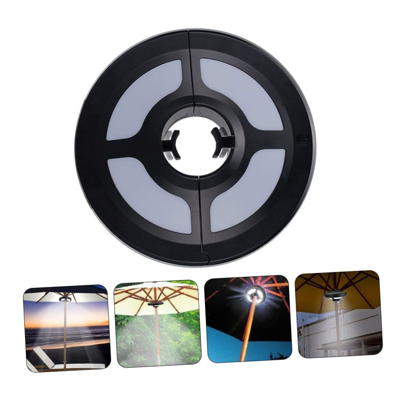 Lampe de Camping LED Multifonctionnelle pour Parasol Noir Abs