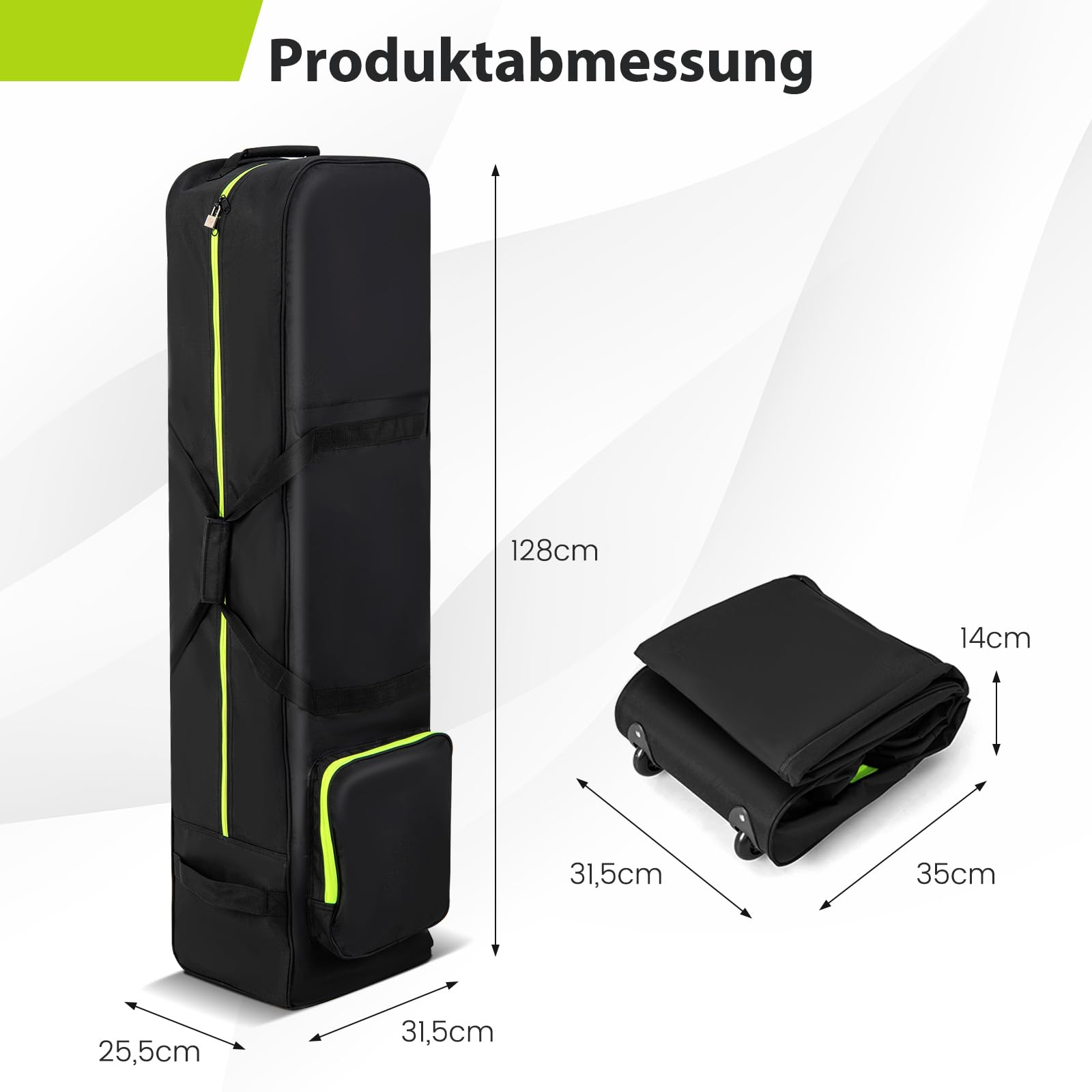 COSTWAY Golf Reisetasche mit Rädern, Golfbag faltbar für Fluglinien mit Schlüssel & Aufbewahrungstasche, Golftasche Golfschlägertasche für Reisen und Flüge