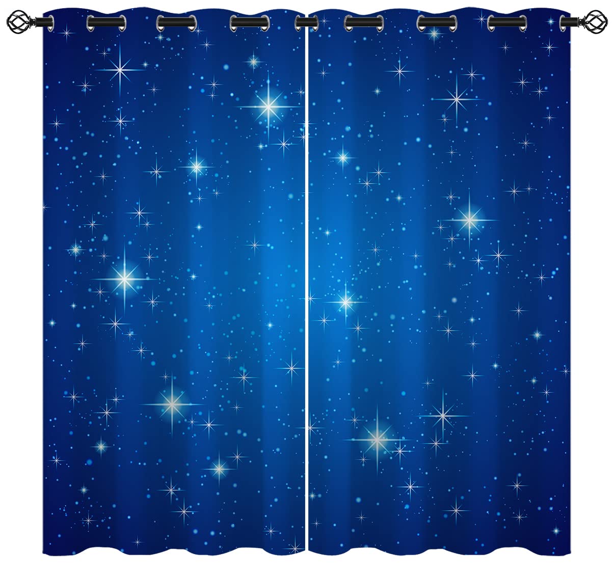 Czrouz Sky Stars Blackout Curtains for Girls Boy Home Decor, Fantasy Blue Cosmic Starry Galaxy Universe Grommet Thermal Insulated Drapes Darkening