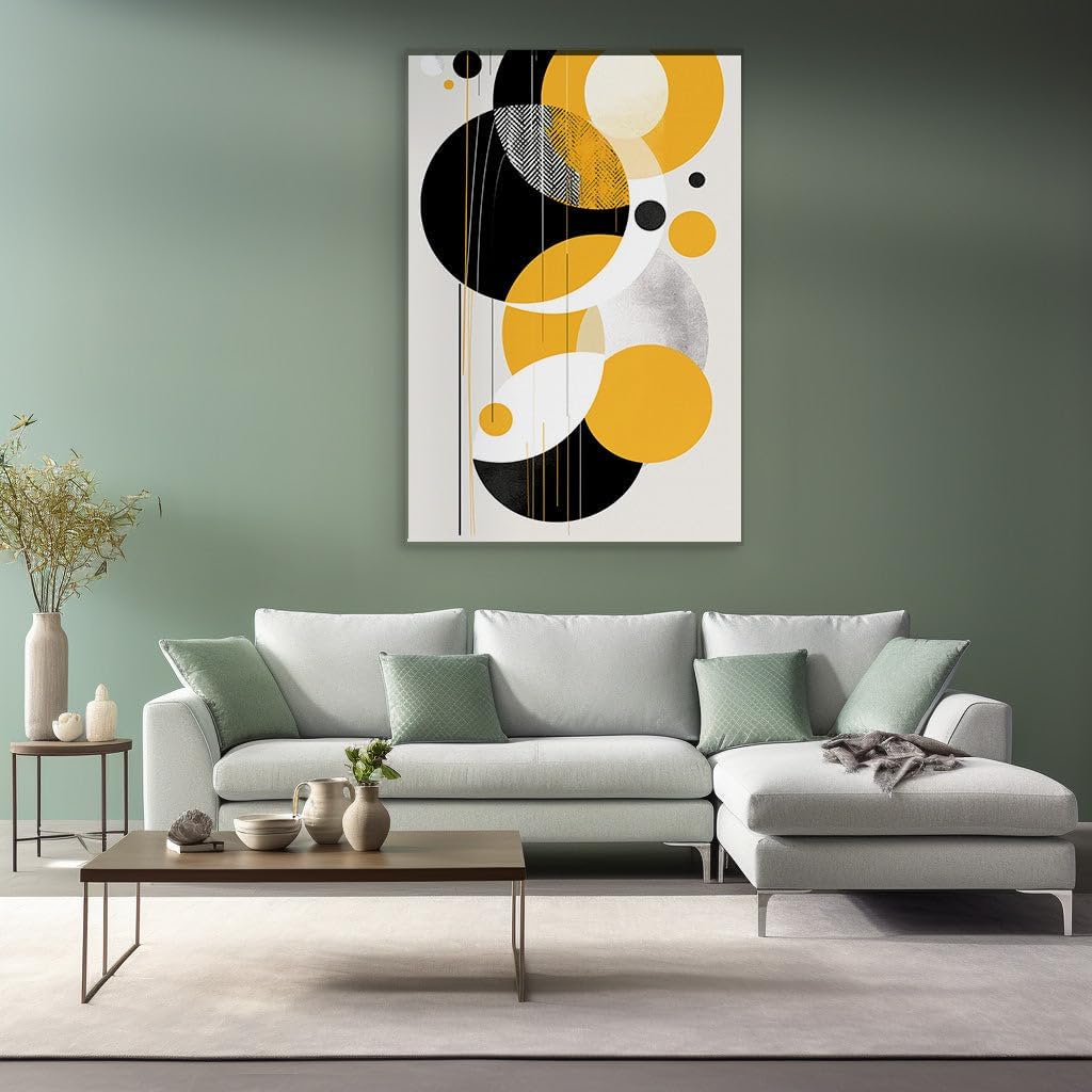 Canvas for Living room. Geometric Fusion of Light and Levity in Modern Abstract Art, 27 x 18 inch Canvas Wall Art - Mid Century Modern - Modern Home Decor - 69x46 cm (27x18 inch)