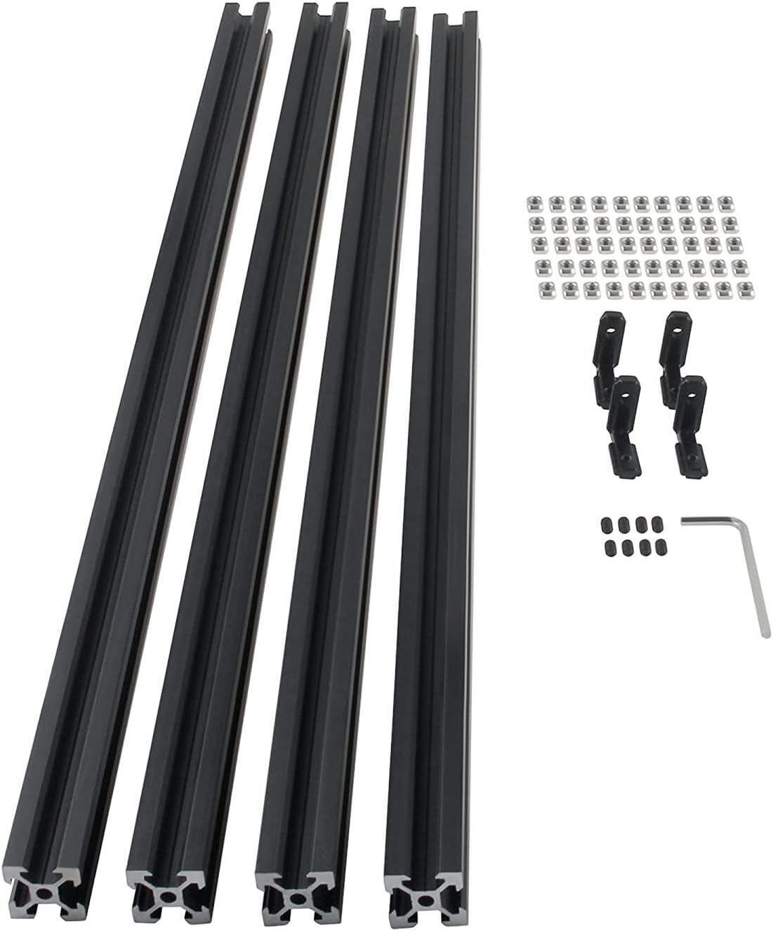 CNCMANS 4PCS 1000mm V Slot 2020 Aluminum Extrusion European Standard Anodized Linear Rail Aluminum Profile Extrusion for 3D Printer Parts and CNC DIY (Standard 6.2mm Length 1000mm Black)