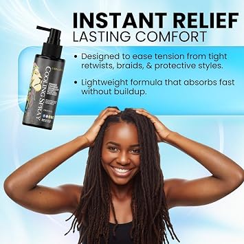 Lion Locs Itchy Scalp Cooling Spray Instant Crown Relief for Dreadlocks, Braids & Twists, Lightweight Vegan Formula with No Buildup