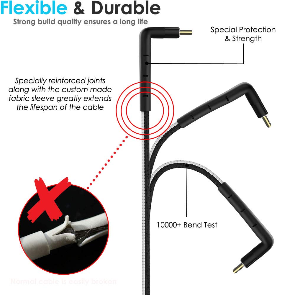 TECHGEAR USB-C Kabel 1m Mit 90° Winkel – Für Huawei, Samsung, Sony & Mehr