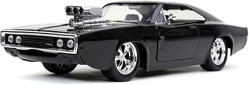 Jada Toys Fast  Furious 124 Doms 1970 Dodge Charger RT - Auto fundido a presión de metal desnudo juguetes para niños y adultos color negro