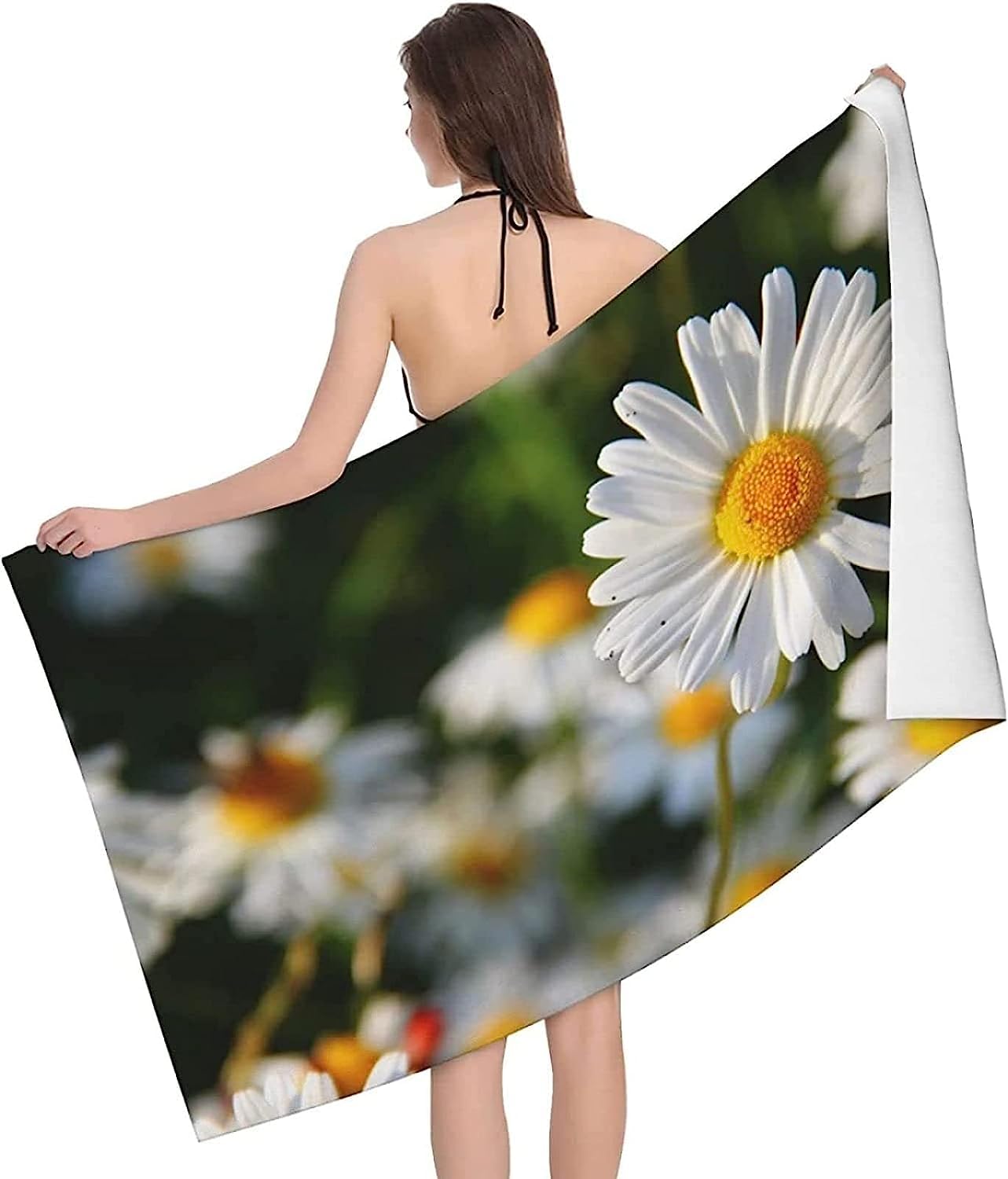 Strandtuch XXL 200 X 200 cm 3D Weiße Blütenpflanze Mikrofaser Schnelltrocknend Badetuch Strandhandtuch Sauna Badehandtuch Yoga Handtuch Strandtücher Strandlaken Für Kinder Und Erwachsene -6N5A