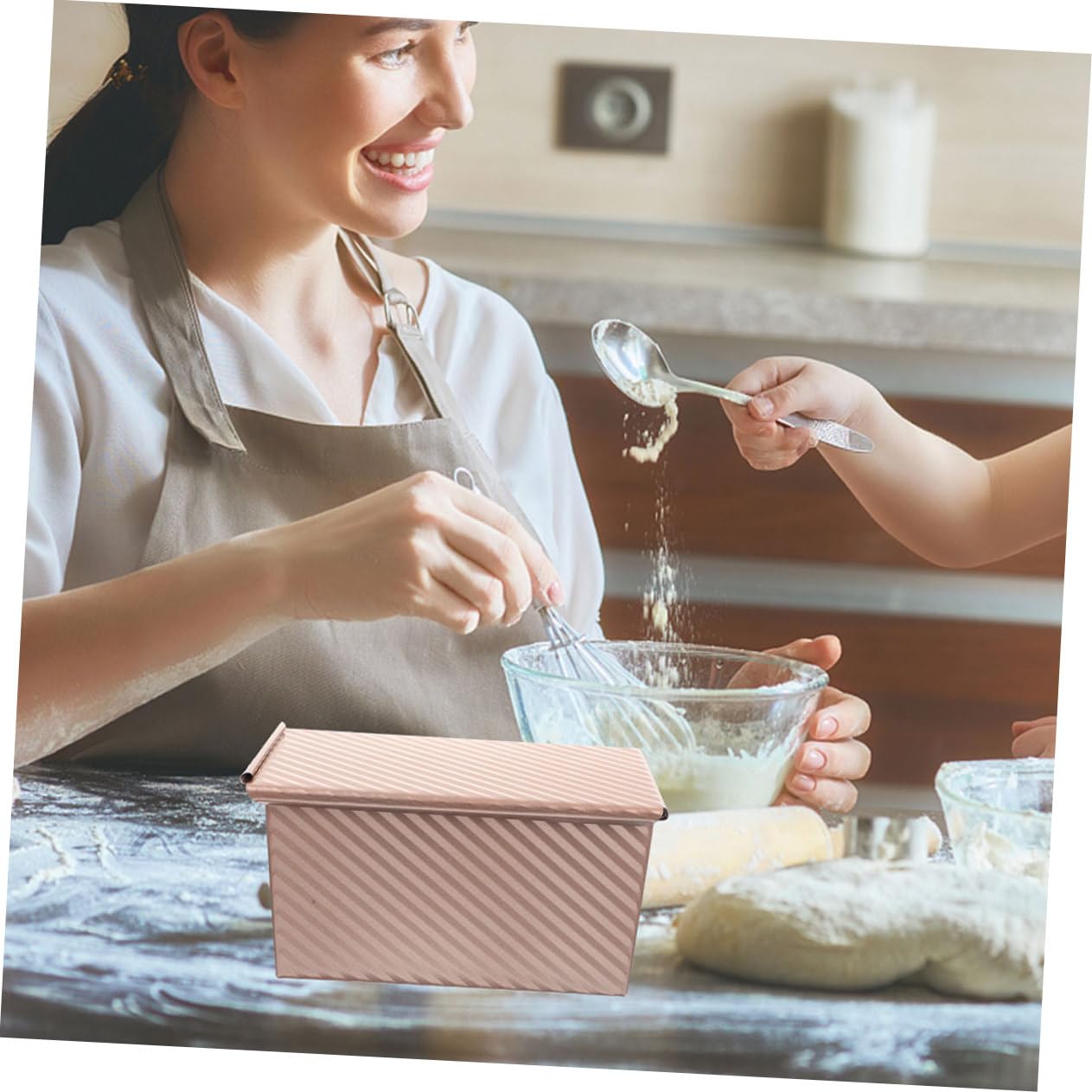 Brotbackform 25cm mit Deckel aus Kohlenstoffstahl 2 Stück-pack Rechteckig Sicher in Anwendung Leicht zu Reinigen für Brotliebhaber