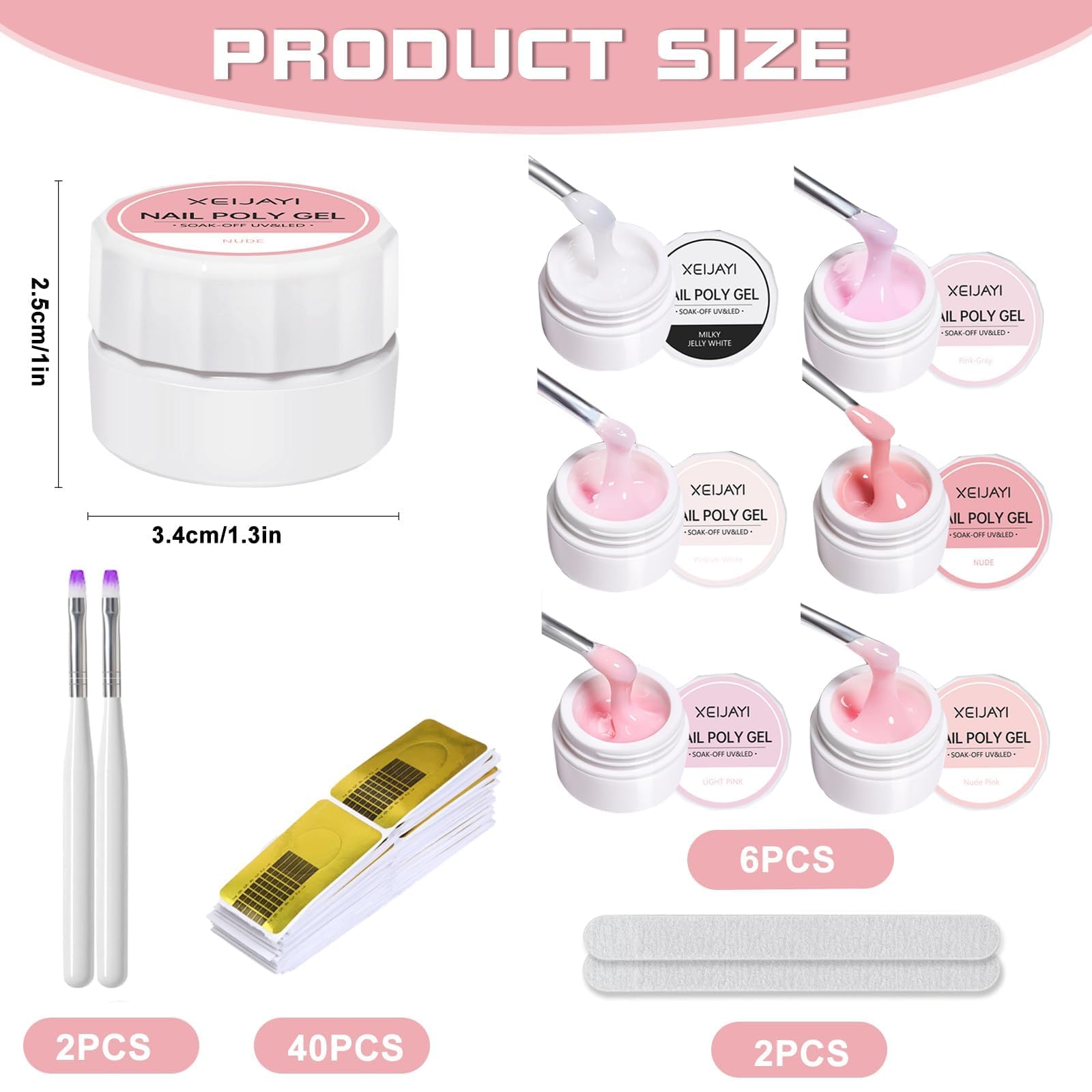 Builder Gel per unghie, 6 colori, gel per unghie in gel rosa, set di extension per unghie, modellage, base di rinforzo, smalto per unghie fai da te