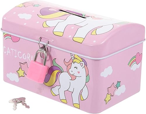 NUOBESTY Hucha de unicornio para niños, banco de monedas de hojalata de metal, caja de ahorro de dinero, tarro de monedas para niños, regalos para