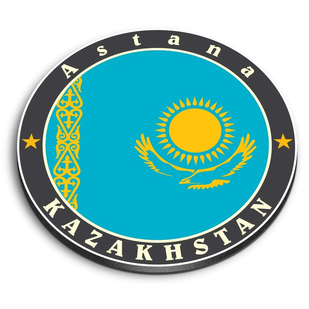 1 x Round MDF Magnet - Astana Kazakhstan Flag Travel Stamp 5331
