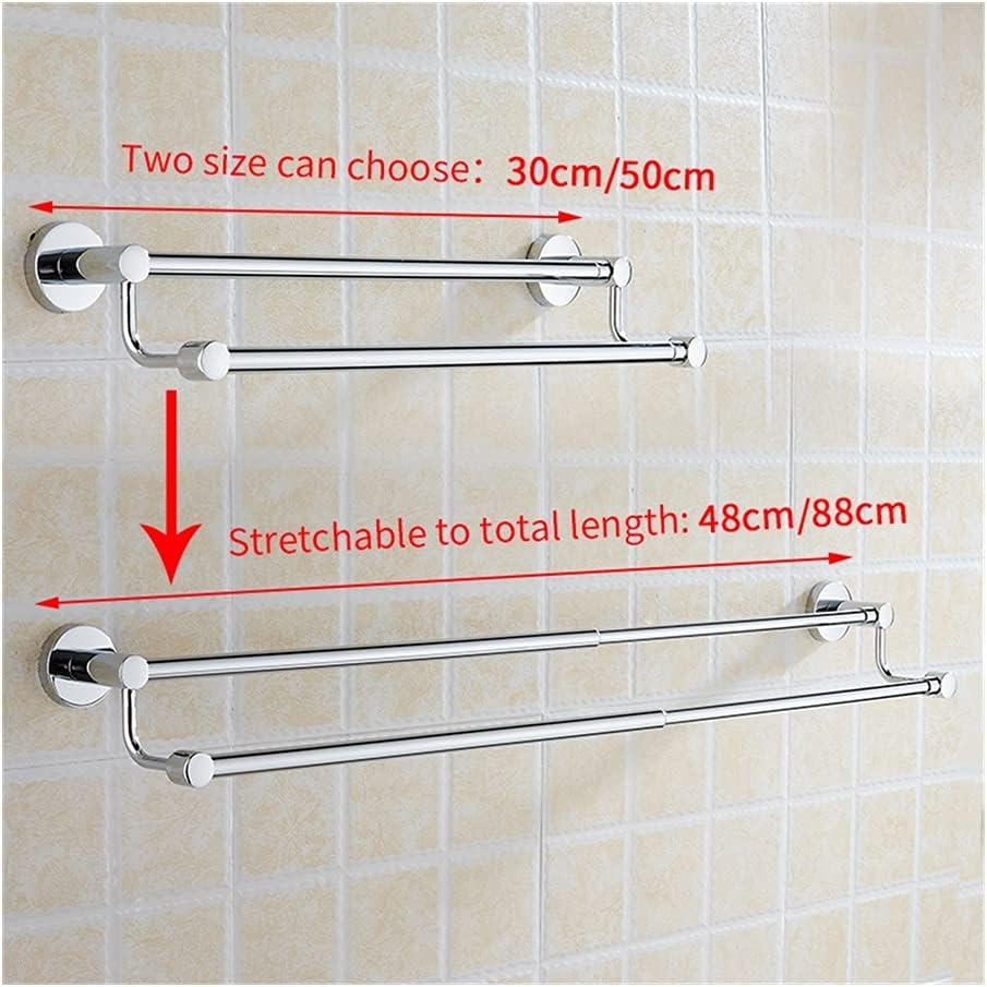 Towel Rack Towel Bar Double Stainless Steel Towel Rack, Hanging Wall Mounted Telesbathroom Towel, Adjustable Length Towel Bar Towel Storage Bathroom Hardware/D The New