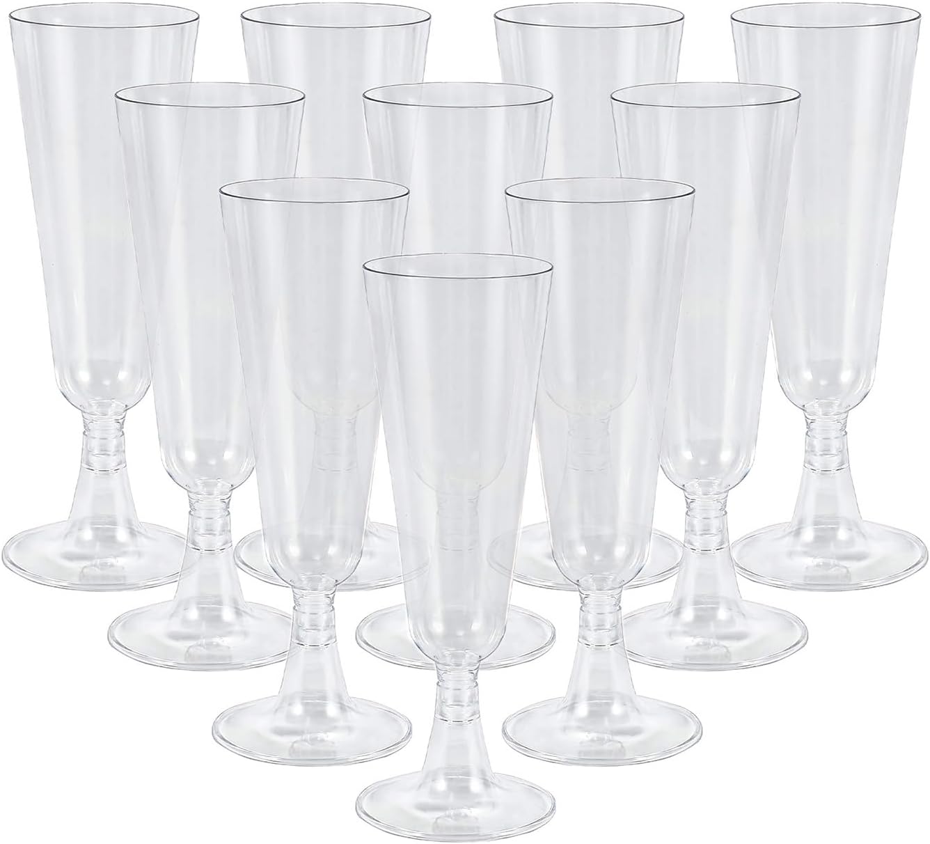 50 Pcs Clear Plastic Champagne Flutes, 160ml/5oz Reusable Prosecco Glasses, Sturdy Plastic Champagne Flutes, Elegant Wine Glasses for Wedding, Party, Birthday