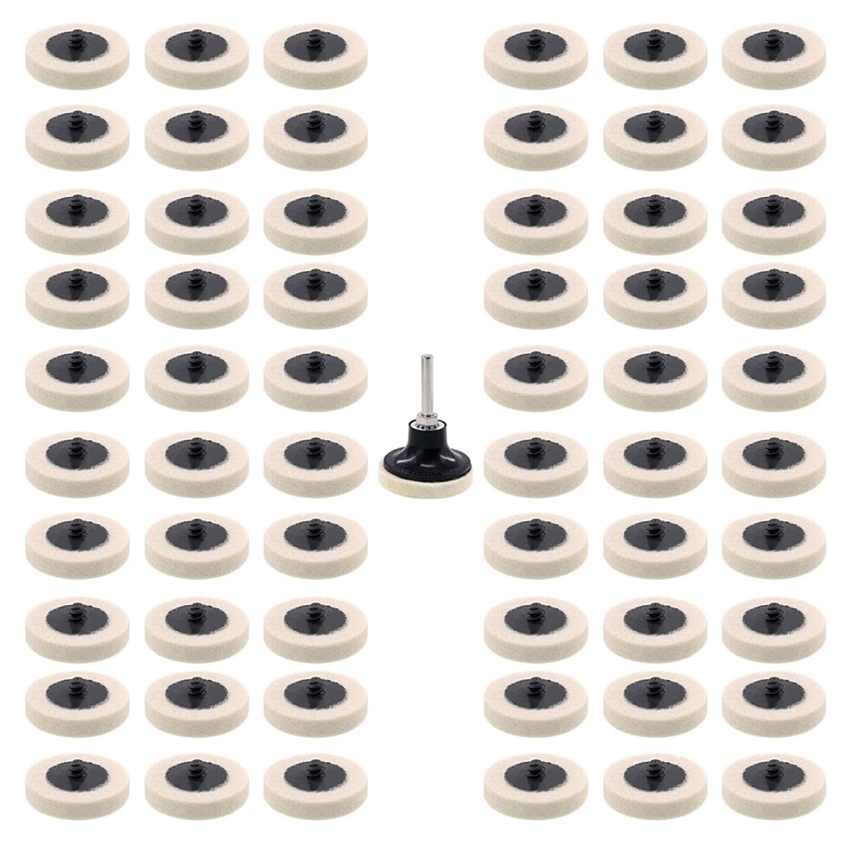 60 Pcs 2" Commpressed Wool Fabric Qc Disc Polishing Buffing Pads Wheels with Disc Pad Holder for Polishing and Buffing Projects