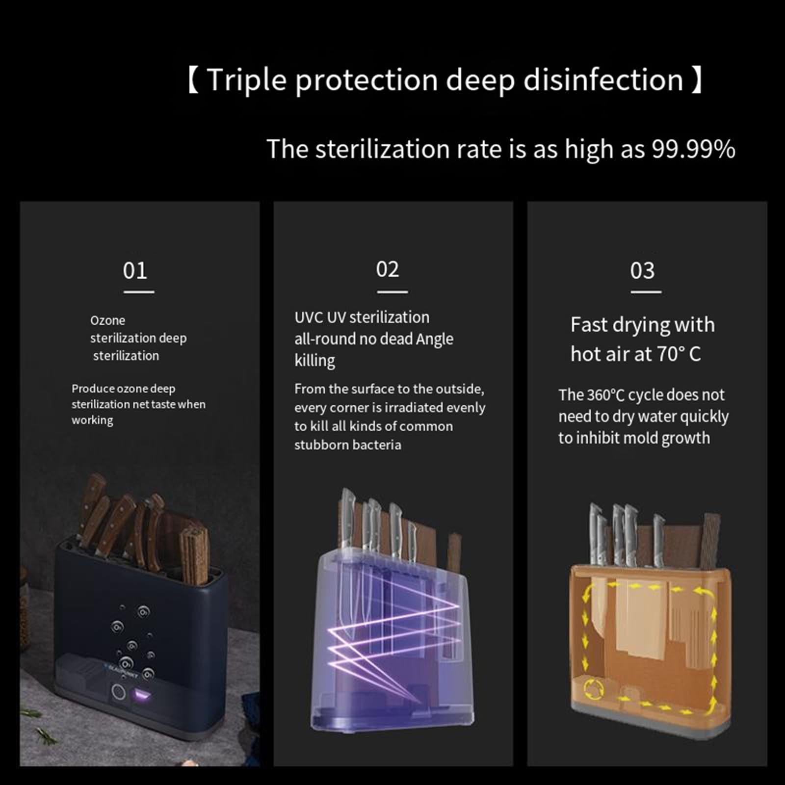 Portacuchillas de desinfección, tabla de cortar, tabla de cortar de secado ultravioleta, máquina de desinfección de palillos, hogar pequeño,Blue