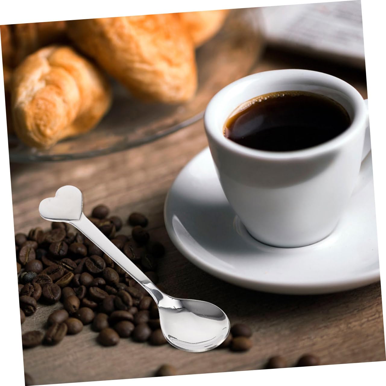 Fruchtlöffel aus Edelstahl 6 Stück Silberner Haushaltsmetalllöffel in Herzform Zartes Design für Desserts und Kaffee Vielseitig als Suppen und Eislöffel Geeignet
