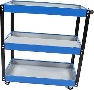 3 Shelf Tier Tool Trolley, Tool Trolley Wide Applications 110 Lbs Load Capacity Carbon Steel for Warehouse for Restaurant