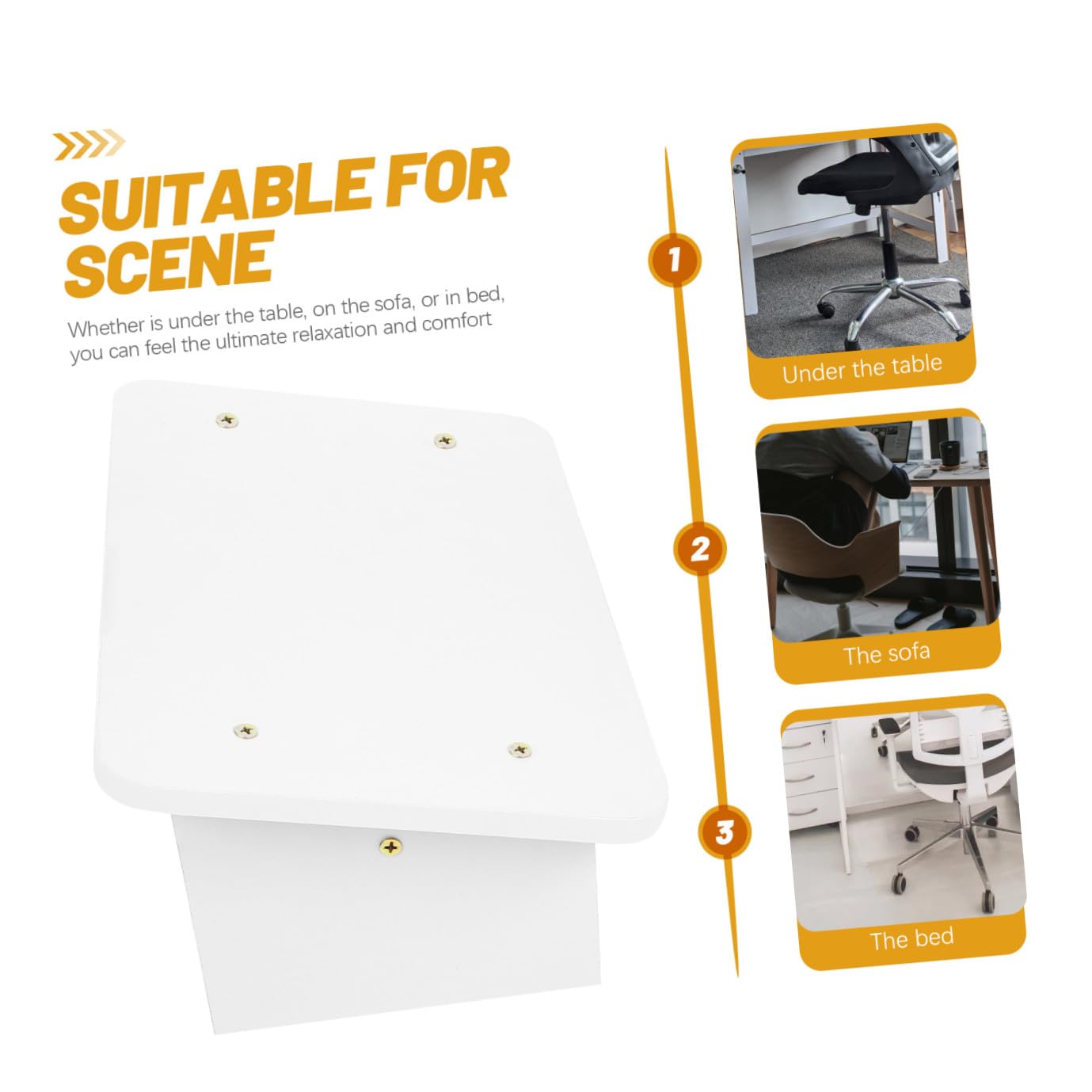 Bois Repose-Pieds Antidérapant pour Bureau, Design Incliné Blanc