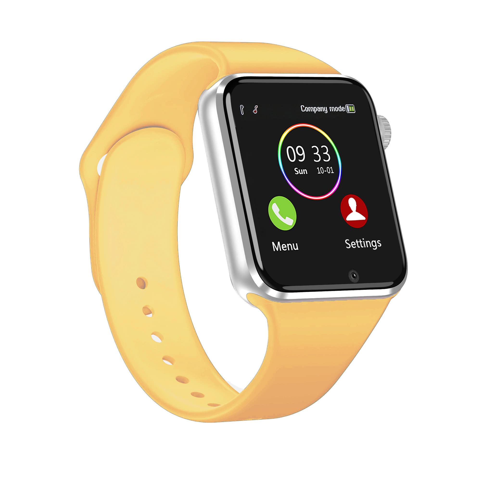 Smart Watch for Android iOS Phones Compatible iPhone Samsung LG, 321OU Touchscreen Bluetooth Sports Watch Fitness Tracker Watch with Speaker SIM SD Slot Camera Smartwatch for Men Women Kids (Yellow)