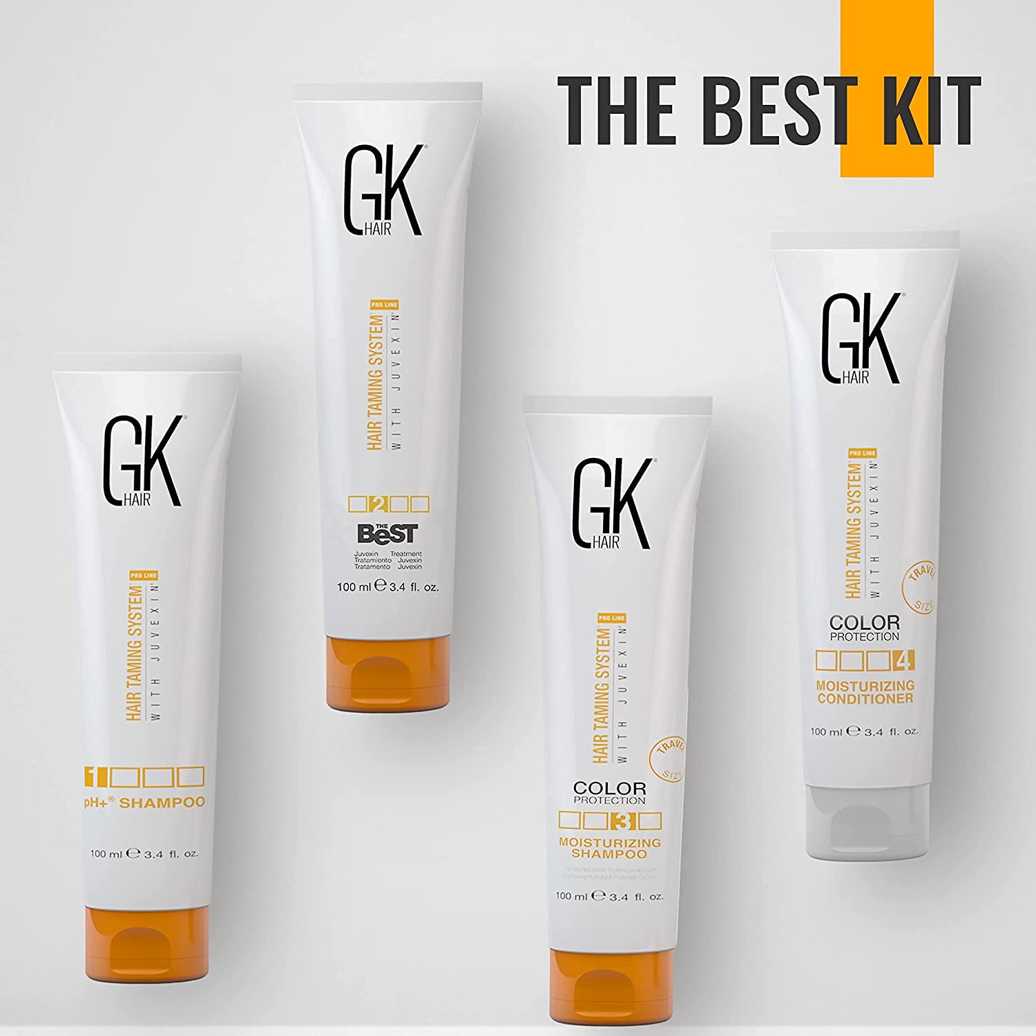 GK HAIR Global Keratin The Best Consumer Box Kit (100ml/3.4 Fl Oz) Keratin-Haarglättungsbehandlung - Professionelle komplexe brasilianische Glättung für glattes, kräuselfreies Haar