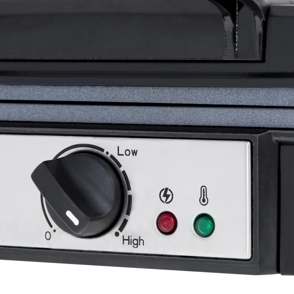 ADLER AD3049 Gofrera Profesional para 4 Gofres Belgas Gruesos, Placas Antiadherentes, Regulador de Temperatura, Waffle Maker Negro, 1800W