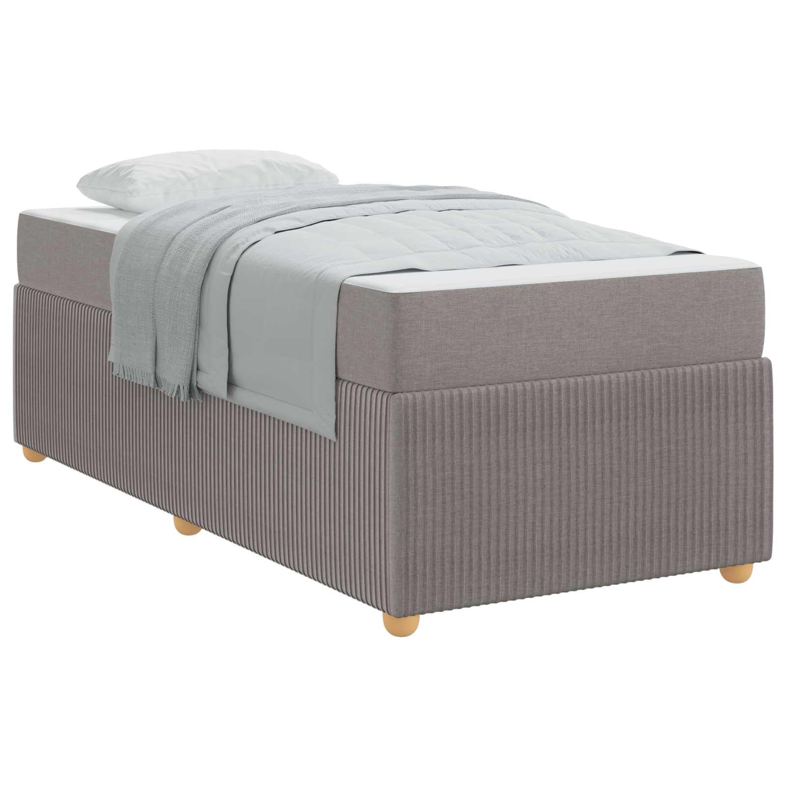vidaXL Bettrahmen mit Matratze Taupe 90 x 190 cm Stoff, Modernes Bett für Schlafzimmer, rechteckig, strapazierfähiger Boxspring, Holzrahmen, inklusive Taschenfederkernmatratze