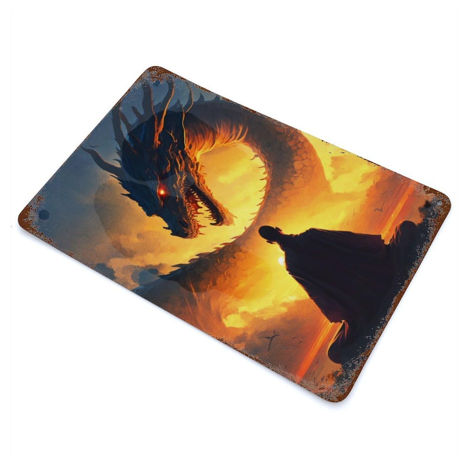 Rust Effect The Legend Dragon Vintage Rust Metal Sign 11.8"x7.9", Farmhouse Wall Decor for Farmhouse, Kitchen And Entryway Decor