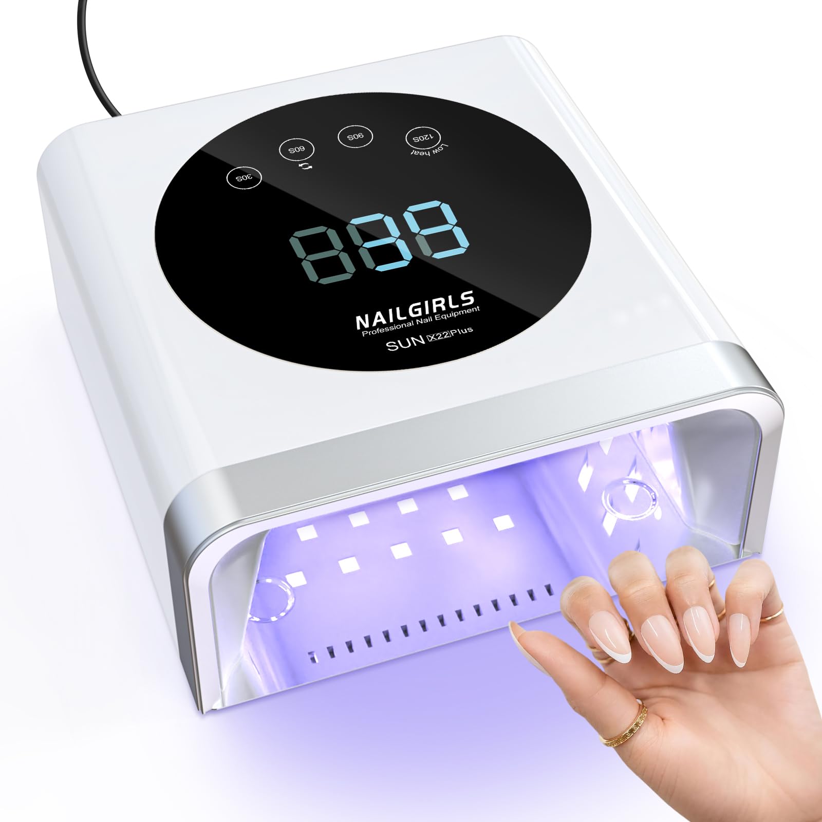NAILGIRLS Lampada UV LED per unghie 150W, lampada professionale per smalto gel con 36 perle, luce UV per unghie con 4 impostazioni del timer, Plug in
