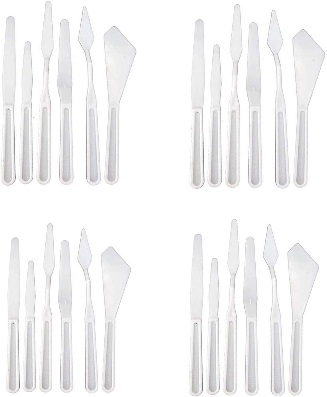 Set of 4/24PCS Plastic Spatula Palette Knives Set with Six Different Styles - Thin and Flexible Art Tools for Oil Painting, Acrylic Mixing