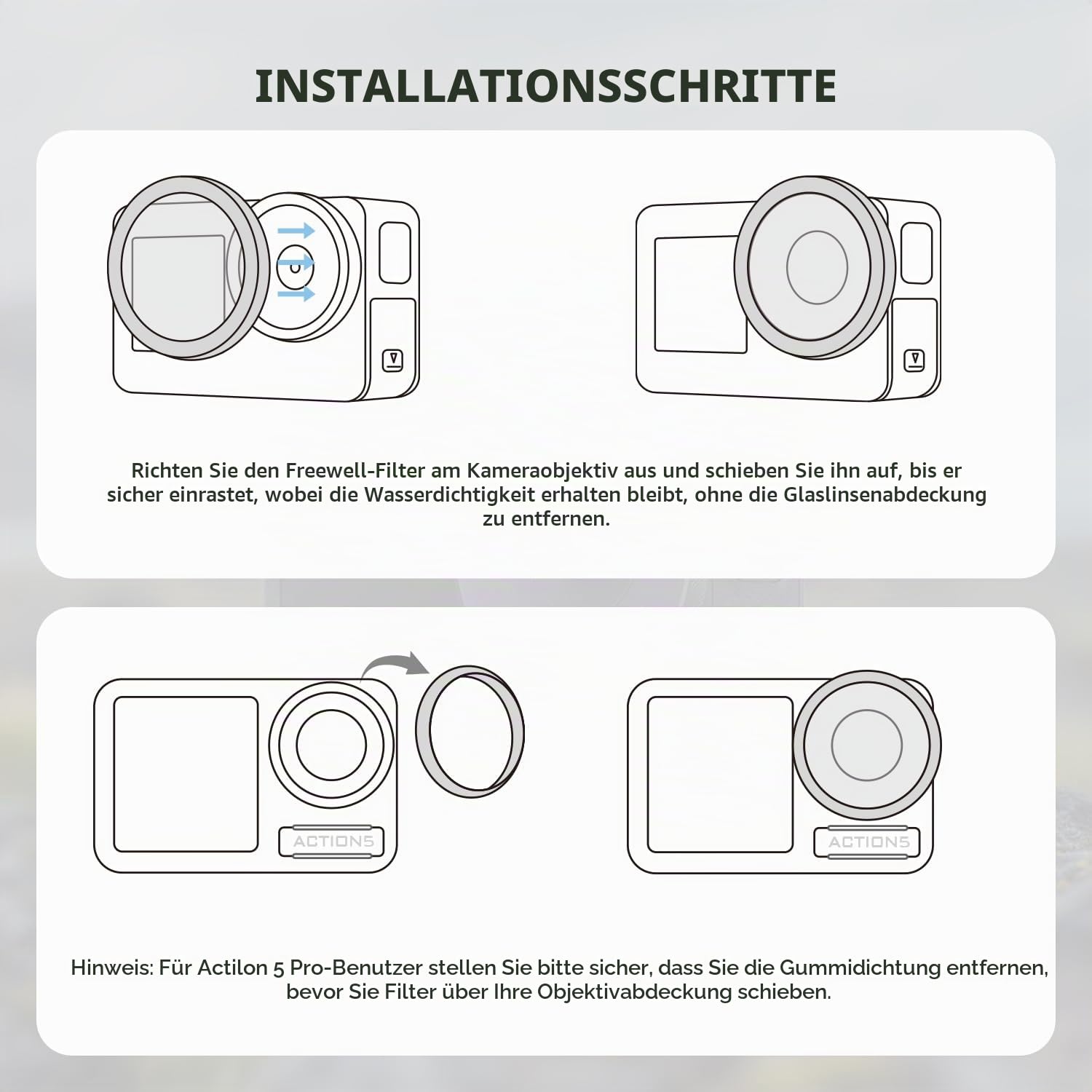 Freewell Filter Kompatibel mit Osmo Action 5 Pro/Action 4/Action 3 (Bright Day ND/PL Kit)