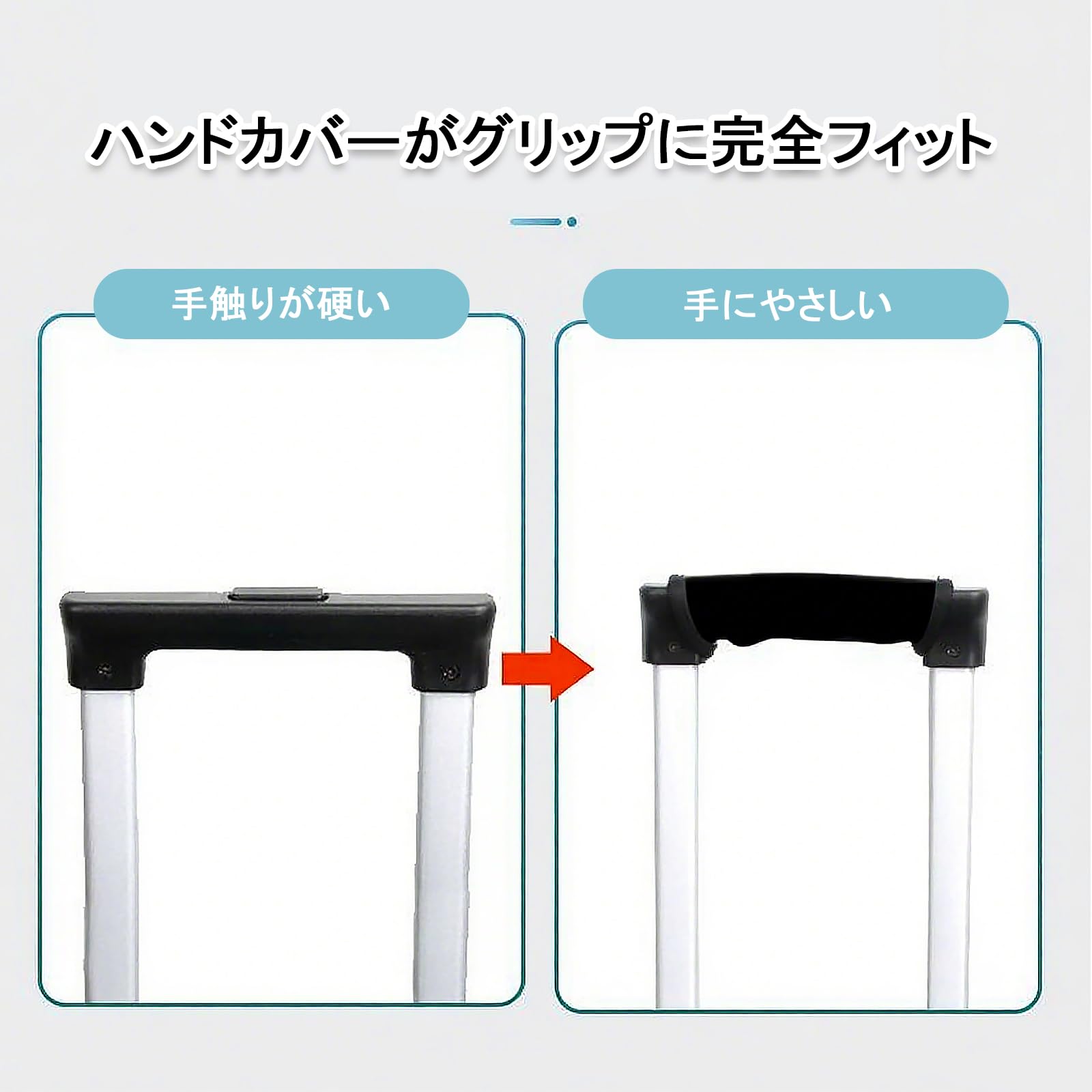 ハンドルカバー 2個セット スーツケース ベビーカー バッグ用 持ち手保護 滑り止め 衝撃吸収 ソフトグリップ クッション ブラック - 4