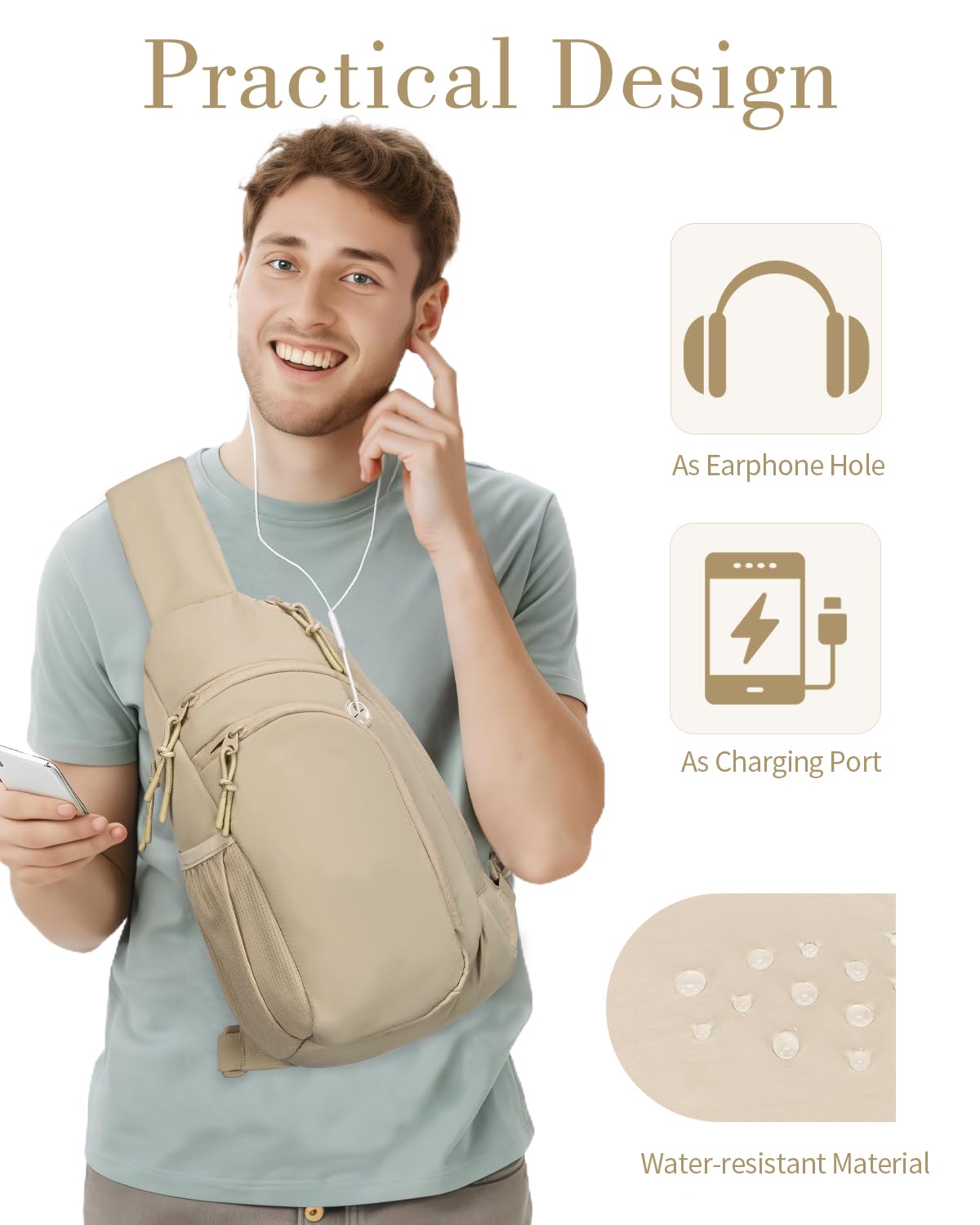 Zaino Monospalla Donna Uomo Marsupio Tracolla con Tasca Bloccante RFID Borsello Tracolla Sling Bag con Porta Tablet