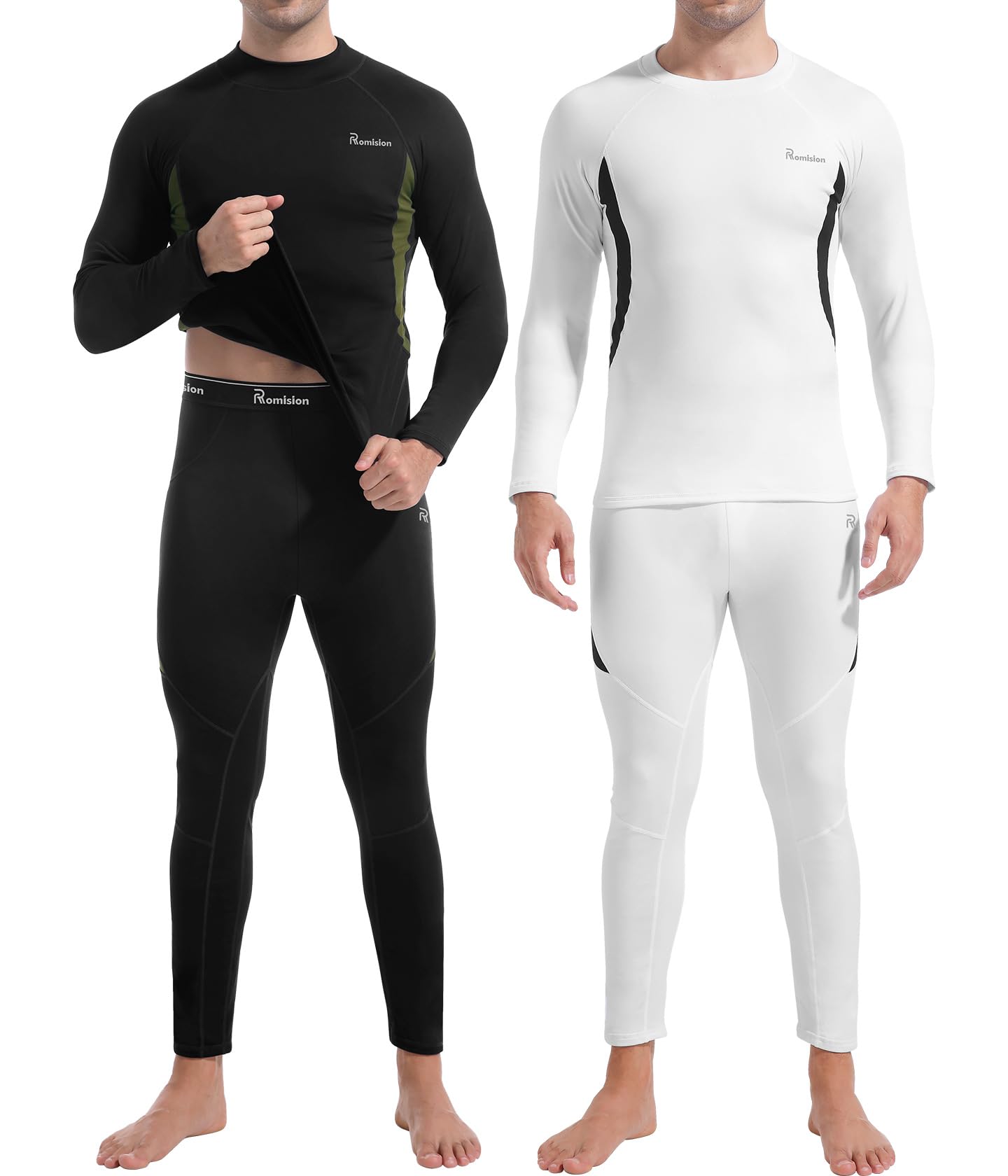 Mens Thermal Underwear Set Long Johns Fleece Lined Base Layer