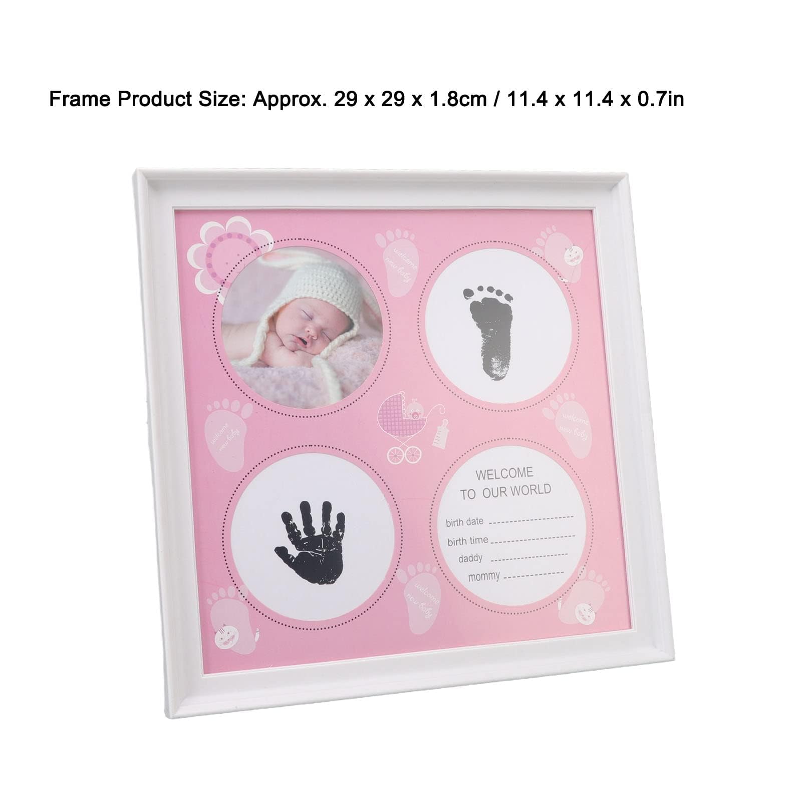 Kit per impronte di piedi del bambino, cornice in plastica per foto e impronte dei piedi del bambino (rosa)