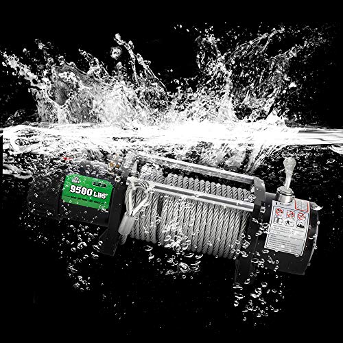 9500 lb. Load Capacity Powersports Winch for Jeep, OFF ROAD BOAR 12V IP67 Waterproof Electric Winch with Steel Wire Rope, Wireless Handheld Remote and Wired Handle