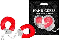 Algema Metal Fantasia Profissional Aço e Corrente Cromada Revestida em Pelúcia com Chave (VERMELHO)