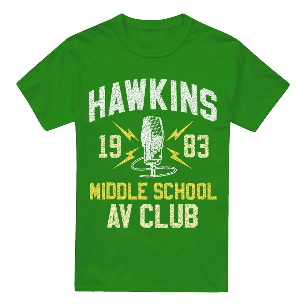 Stranger Things - Hawkins Middle School Unisex T Shirt, Kelly Green, Medium
