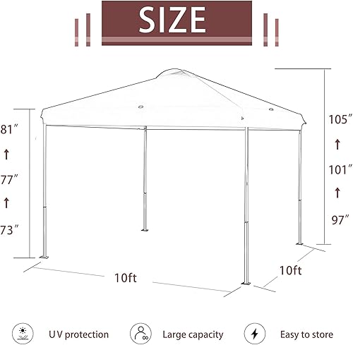 Miniatura 2 de SlowSnail Tienda de campaña desplegable para exteriores con pared lateral, parasol instantáneo de 10 x 10 pulgadas, color blanco