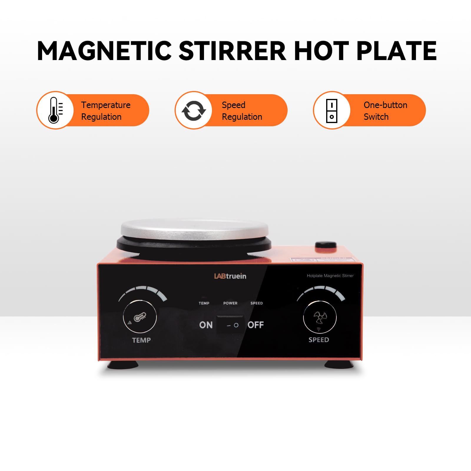 LABtruein Magnetic Stirrer Hot Plate Capacity 2000ML | 2600rpm Lab Magnetic Stir Plate with Temperature and Speed Control Max 536°F Hot Plate Stirrer Include Stir Bar and Support Stand