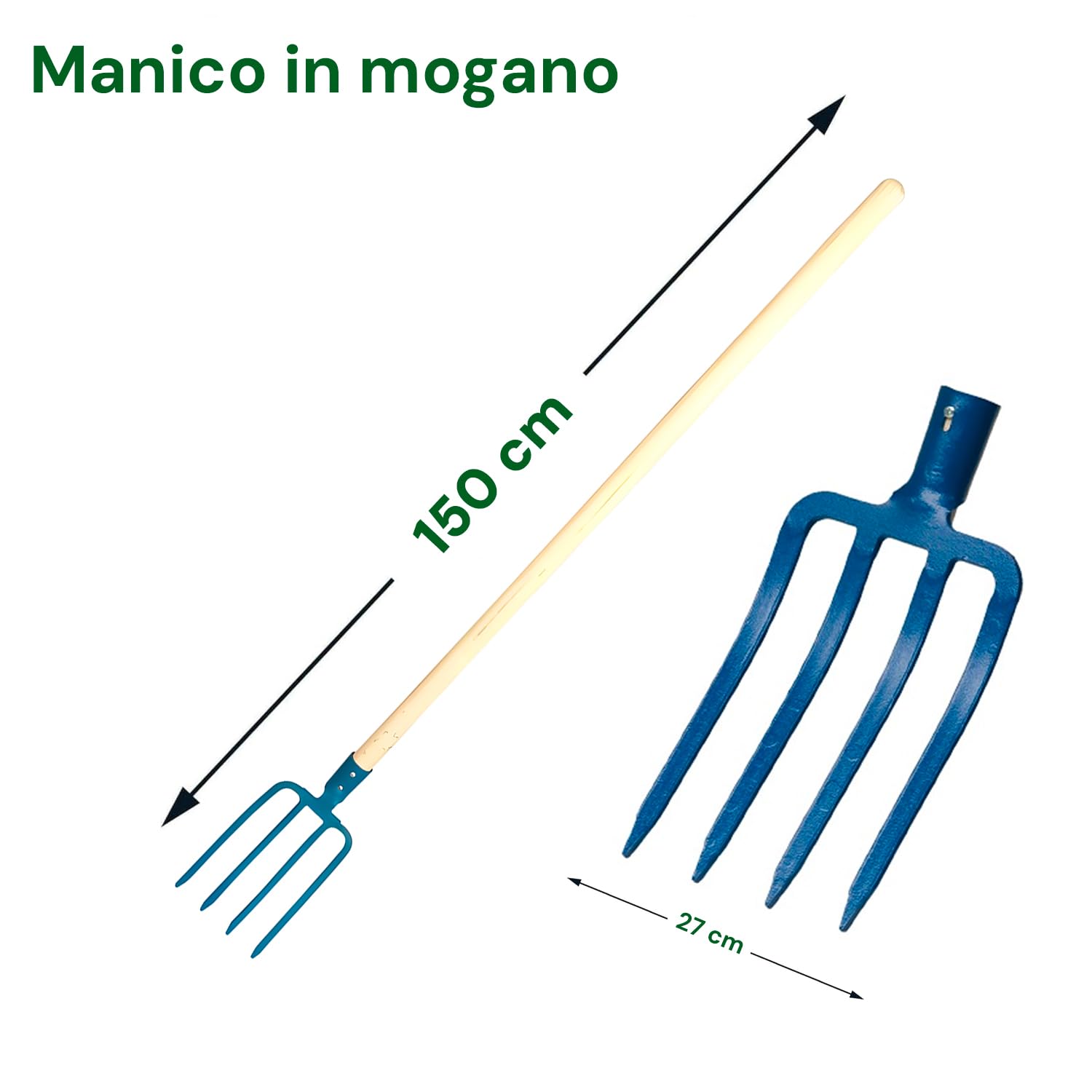 Forca Da Scavo 4 Denti - Forca Per Vangare Da Giardino In Acciaio Con Manico A D, 127 Cm - Foto 7