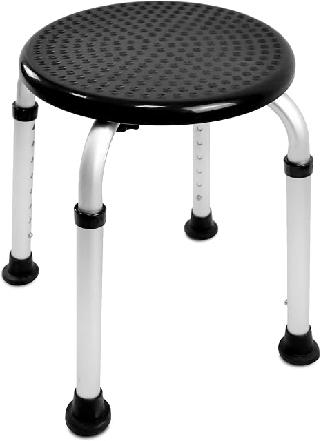 PEPE - Round Shower Stools for Elderly, Bath Seats for Adults, Disabled Bathroom Chairs and Stools, Non Slip Shower Seat Adjustable, Bath Stools to Sit On, Black Shower Chair, Free Assembly