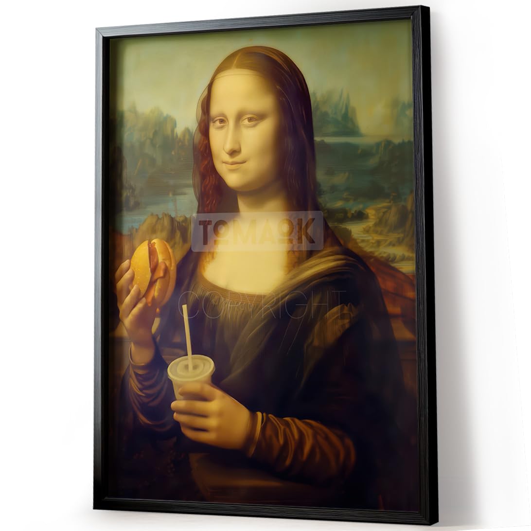 Amazon.com: Funny Mona Lisa wall art, eating a Burger, Leonardo Da