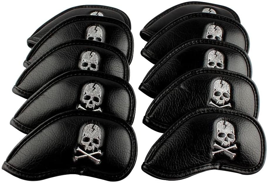 Craftsman Golf Skull Skeleton Black Golf Club Head Covers Headcover for Woods Driver and Hybrids Irons