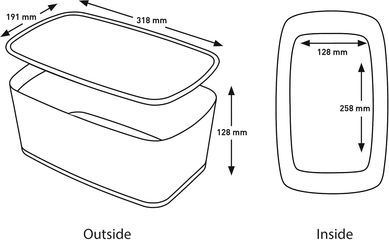 Leitz A5 MyBox Small with Lid, Storage Box for Home and Office, 5 L, High Gloss, Plastic, White;MyBox