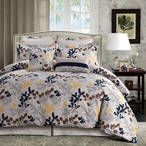 Tribeca Living Barcelona 5-Piece Egyptian Cotton Percale Printed Duvet Cover Set Queen