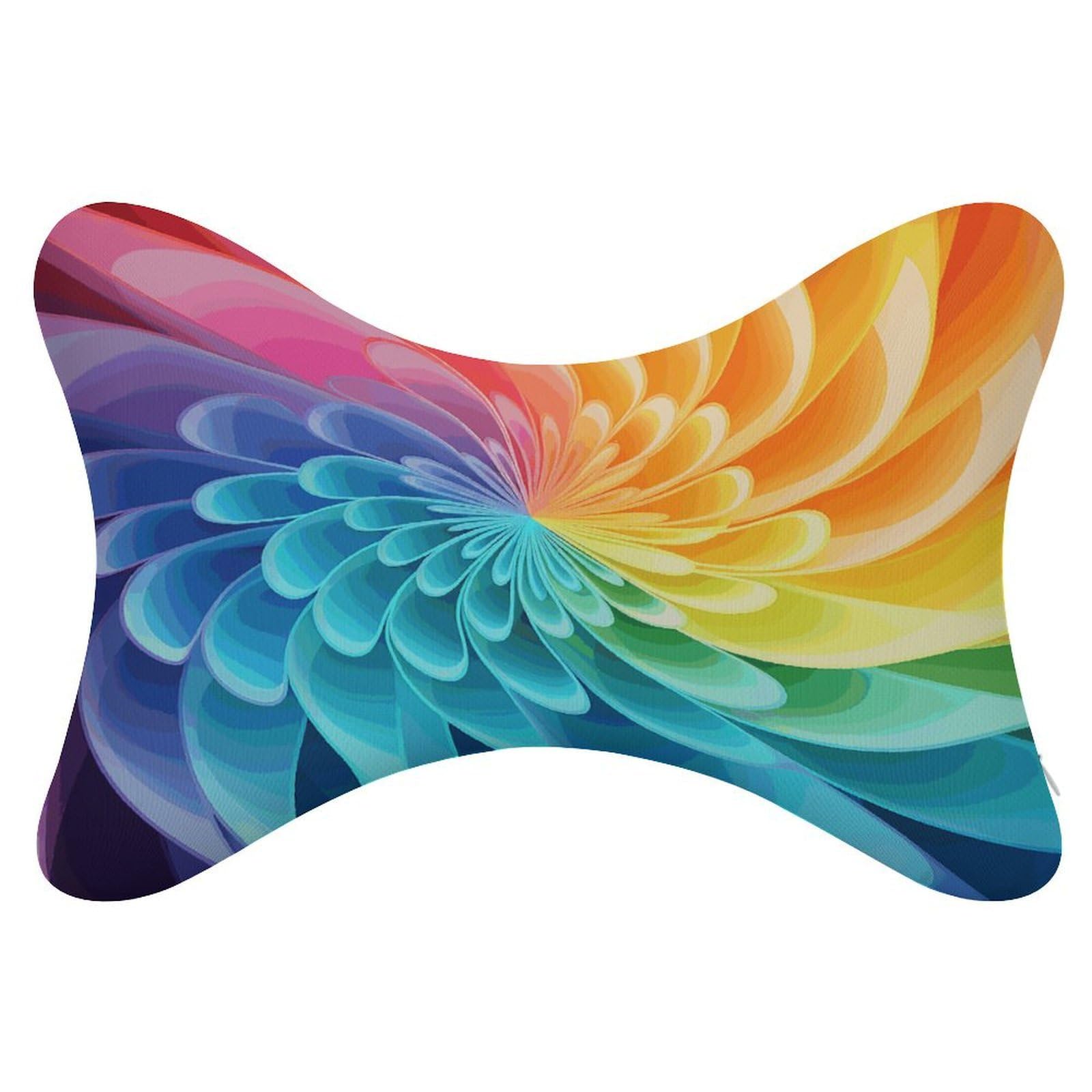 Khauerbc Style Rainbow Dynamic Car Headrest Pillow - 2 Pack,Neck Pillow With Washable Removable Cover,Car Travel Pillow For Car Bus Truck Driving Comfort