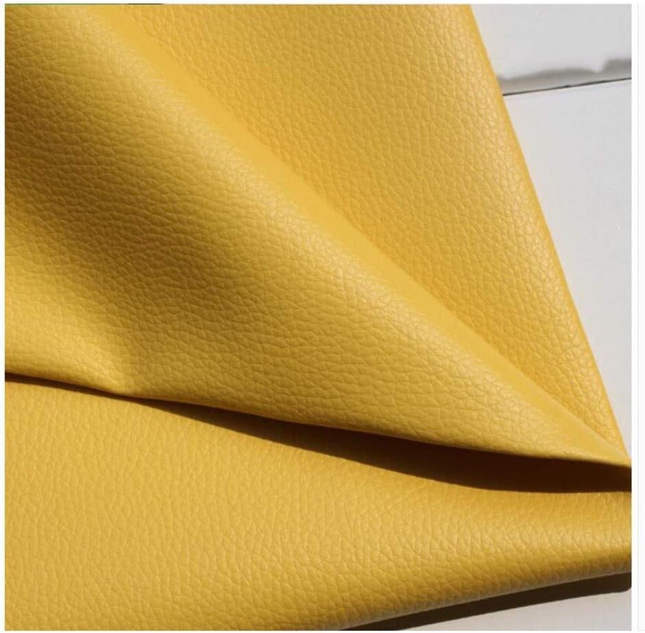YANGUANG Polipiel Tela Cuero Artificial Polipiel para tapizar,Manualidades, Venta de Polipiel por Metros, PVCTejido de Piel sintética, Piel sintética, Amarillo (tamaños múltiples) (Size : 1.38×15m)
