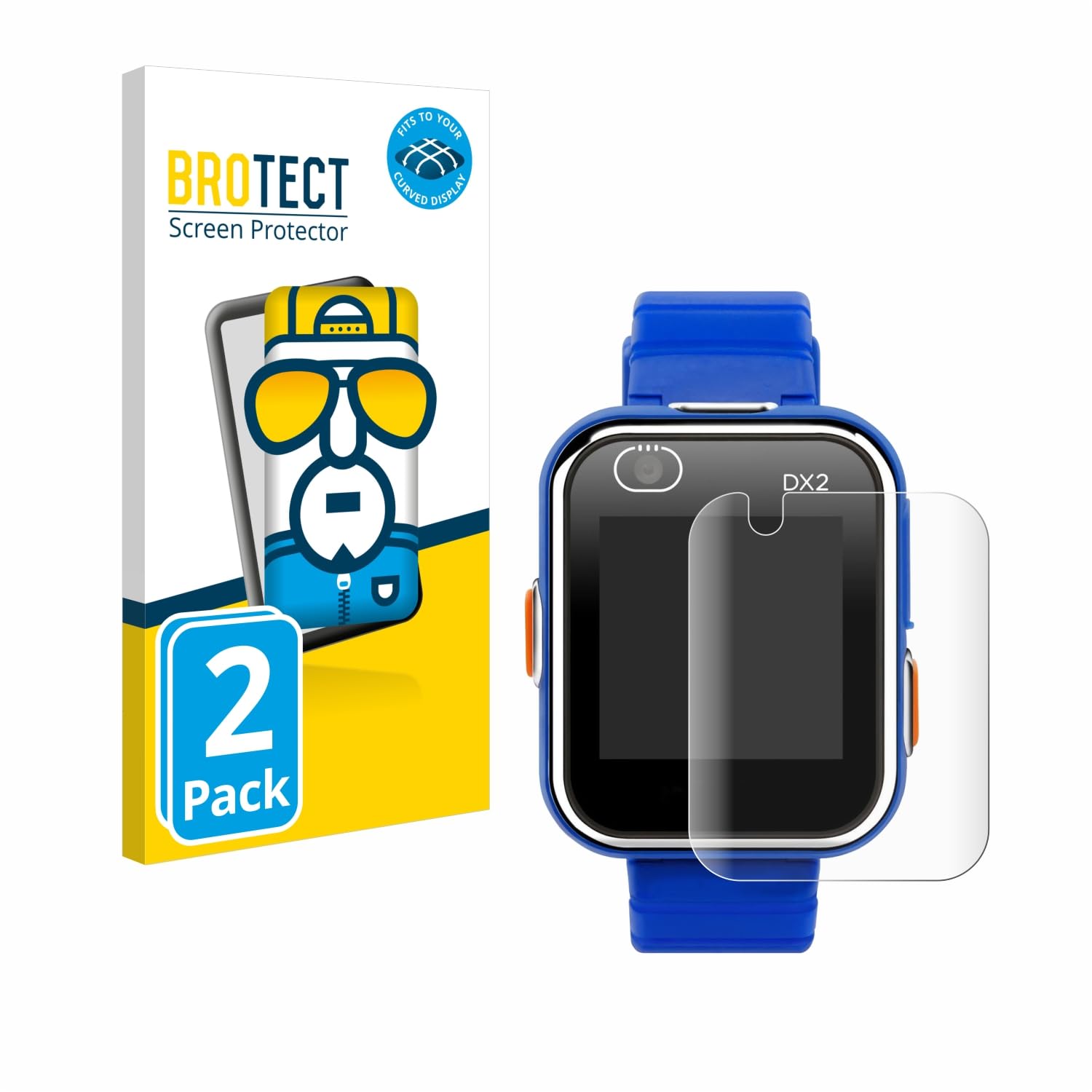 brotect 3D Curved Screen Protector Compatible with Vtech Kidizoom Smart Watch DX2 (2 Pack) - Full Screen Coverage