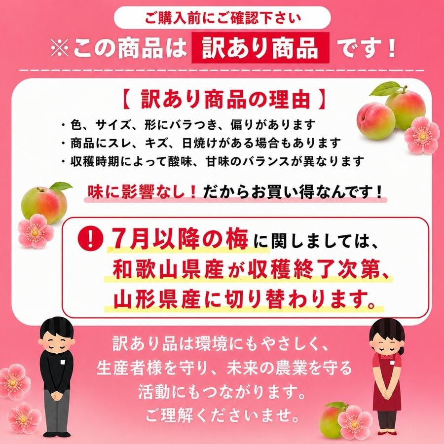 Amazon.co.jp: [みさわのやさい] 南高梅 生梅 完熟梅 訳あり サイズ